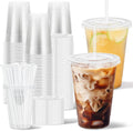 100 Pack 16 oz Plastic Cups with Lids and Straws