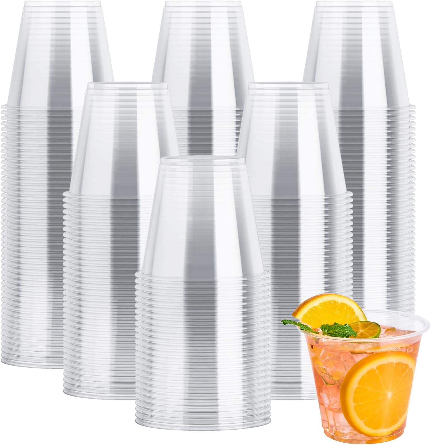 300 Pack Clear Plastic Cups, 9 oz Crystal Clear PET Party Cups