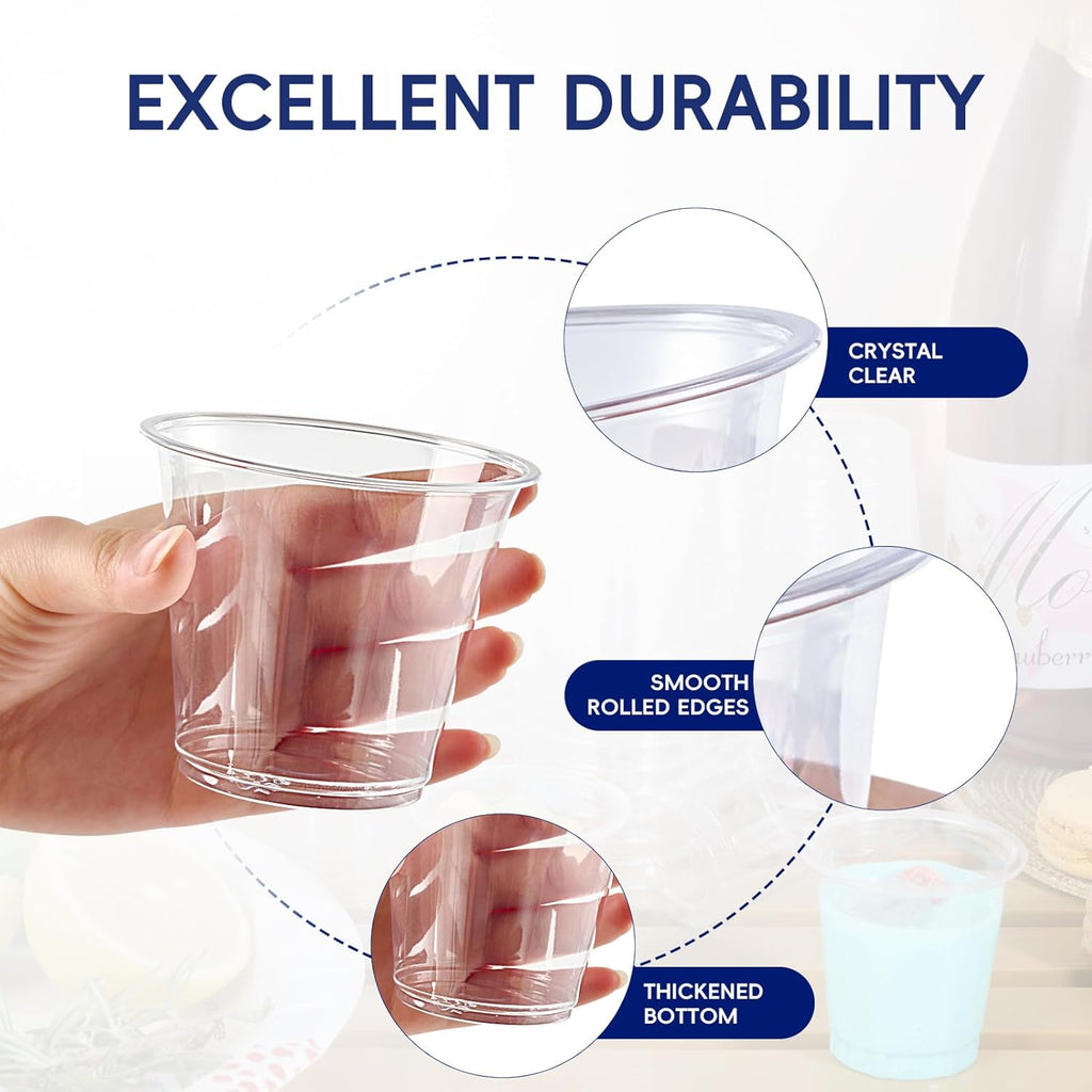 300 Pack Clear Plastic Cups, 9 oz Crystal Clear PET Party Cups