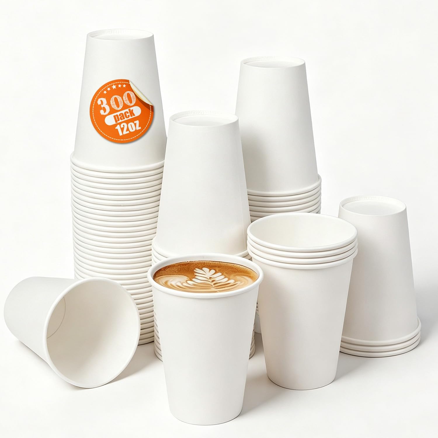 Paper Coffee Cups 12 oz 300 Count Bulk