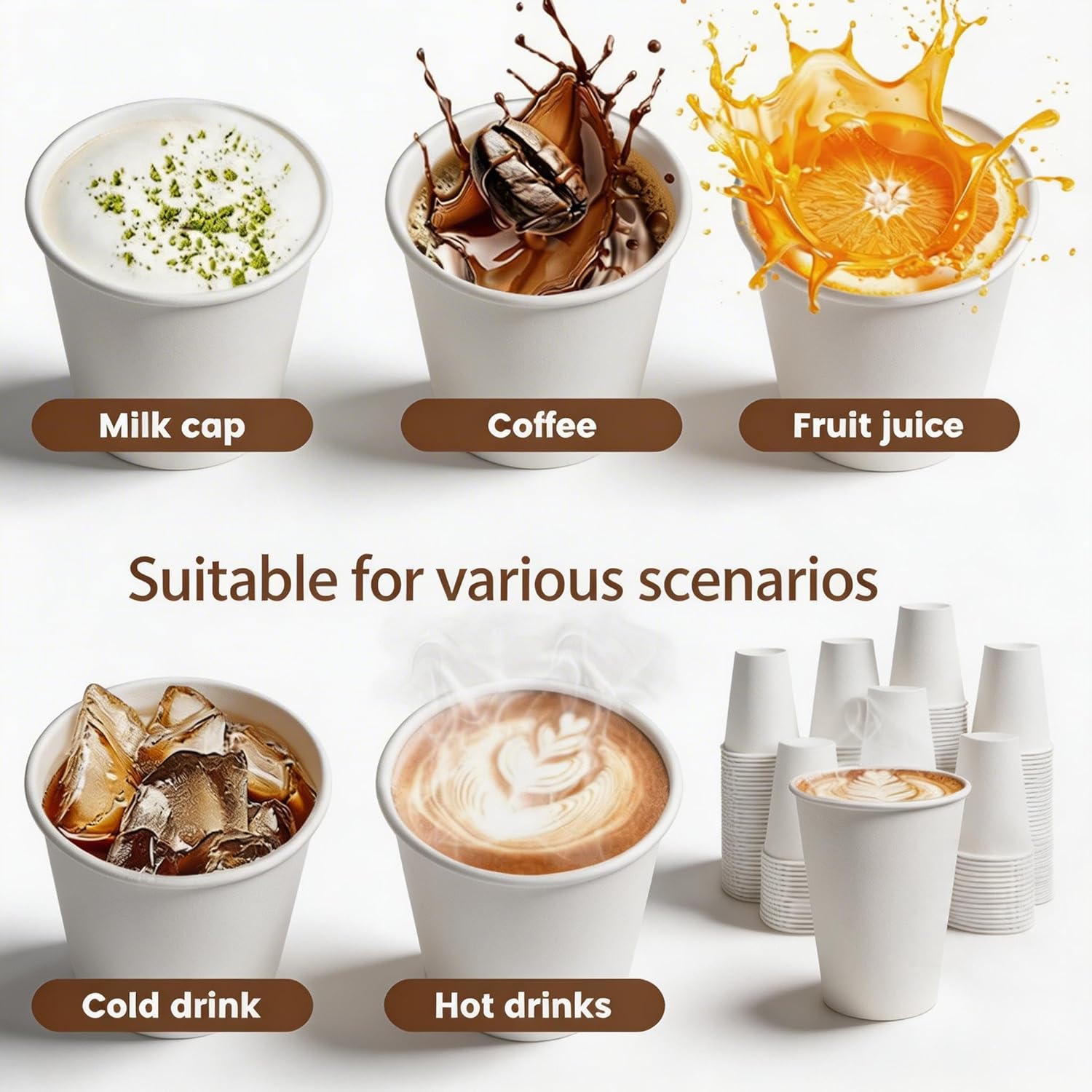 Paper Coffee Cups 12 oz 300 Count Bulk