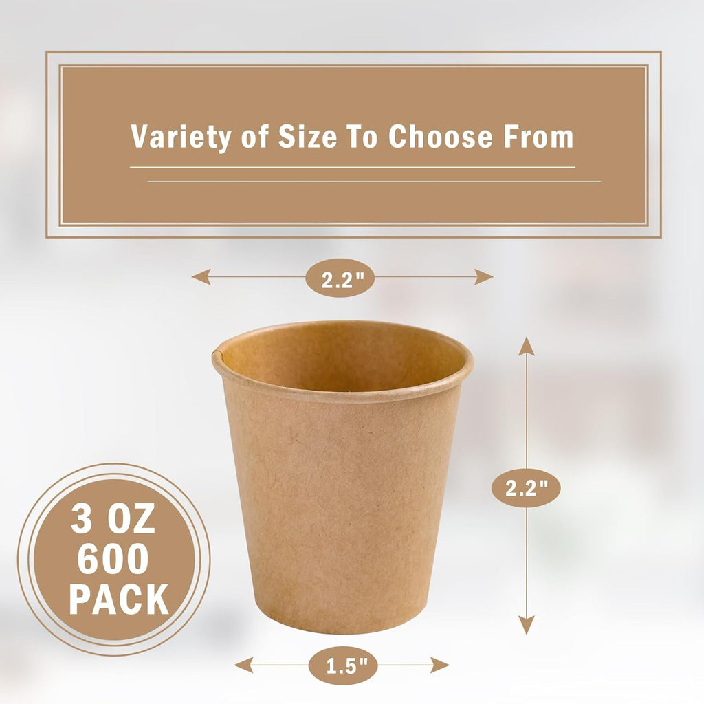 600 Pack 3 OZ Kraft Paper Cups, Disposable Bathroom Cups